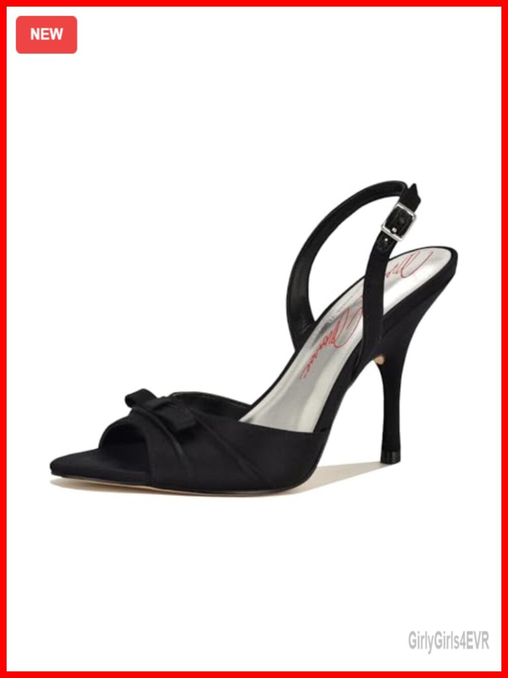 Satin Peep Toe Slingback Stiletto Heeled Sandals